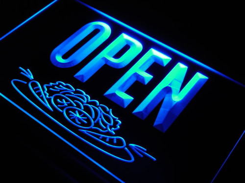 OPEN Salad Bar Food Cafe Shop Neon Light Sign